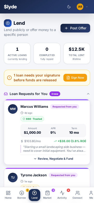 $lyde lend negotiation